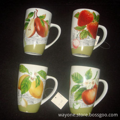 450mL Mug, Made of Porcelain, Suitable for Drinking Beer, Bullet Shape, Hand-painted Floral Design